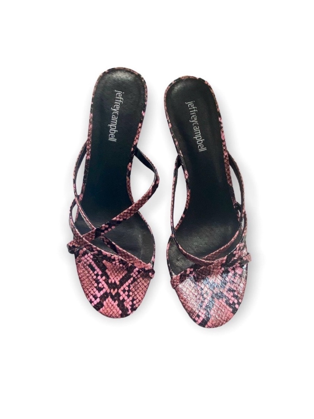 NIB Jeffrey Campbell Ficelle Sandals in Bright Pink Snake Leather Women's 7.5